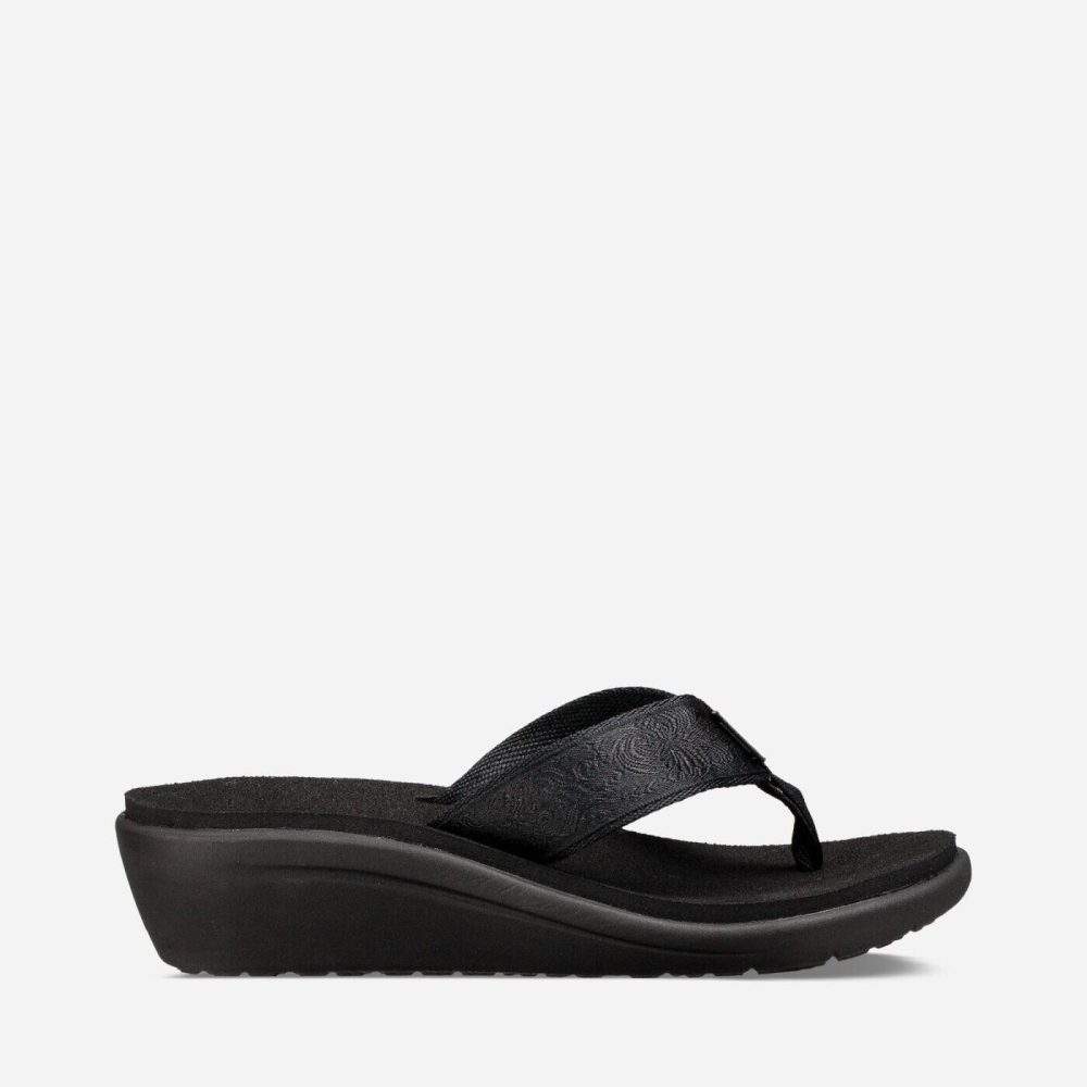 Teva Voya Wedge Women's Black Wedge Sandals CA31886 Canada Online